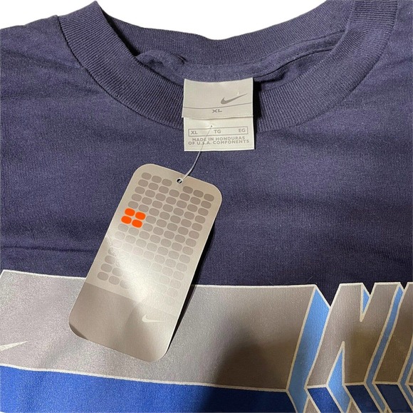 Vintage Y2K Nike‎ Block Letters Tshirt Gray Tag USA Made Mens Large Blue - Picture 3 of 6